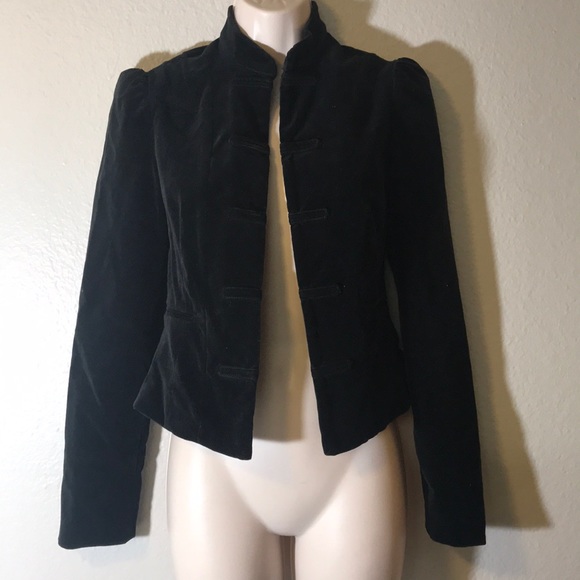 BCBGMAXAZRIA Velvet textured military style blazer - Picture 1 of 8